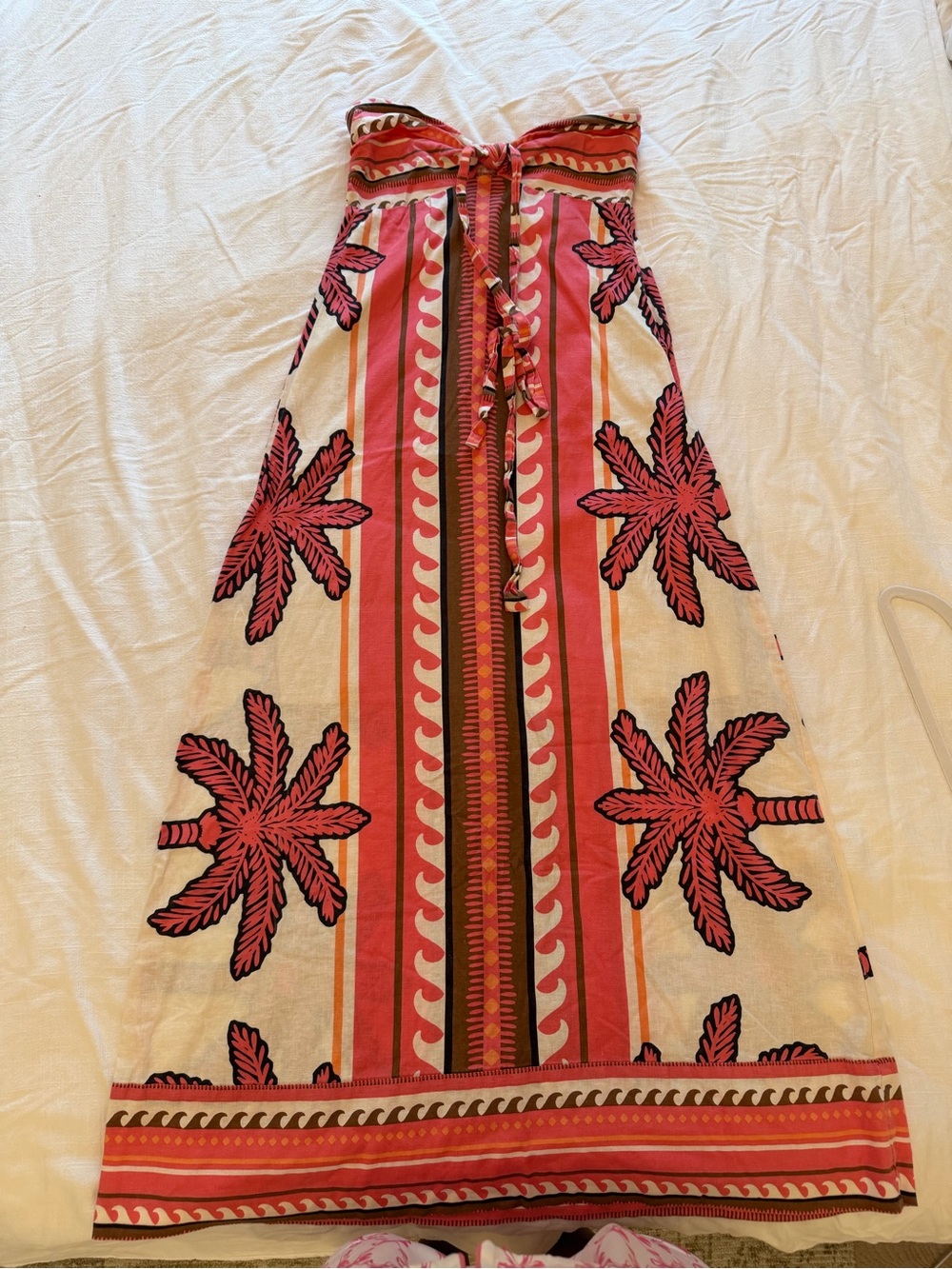 Marine Layer Strapless Pink and Cream Printed Maxi Skirt